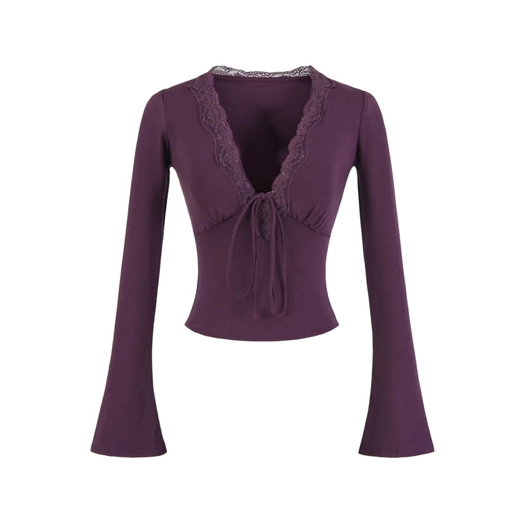 Solid Private Lady Plunge Neckline Slim Fit Top