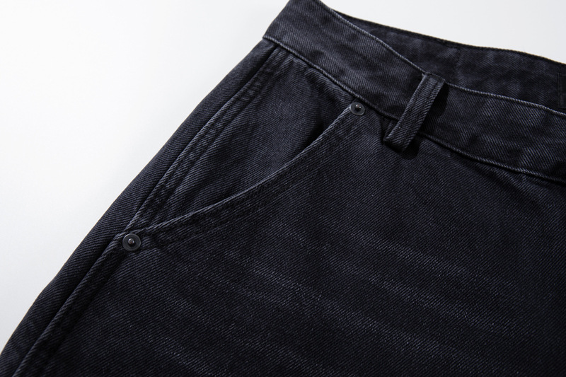 Casual Knife-Edge Pants for Men, Loose Straight-Leg Patchwork Denim Pants, Embroidered Wide-Leg Long Pants