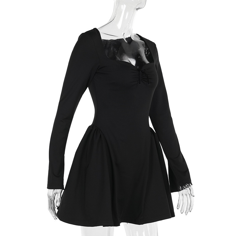 Tailored Square Neck Full Sleeve Polyester Dress