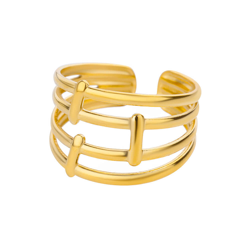 Unisex Silver Cutout Chunky Ring