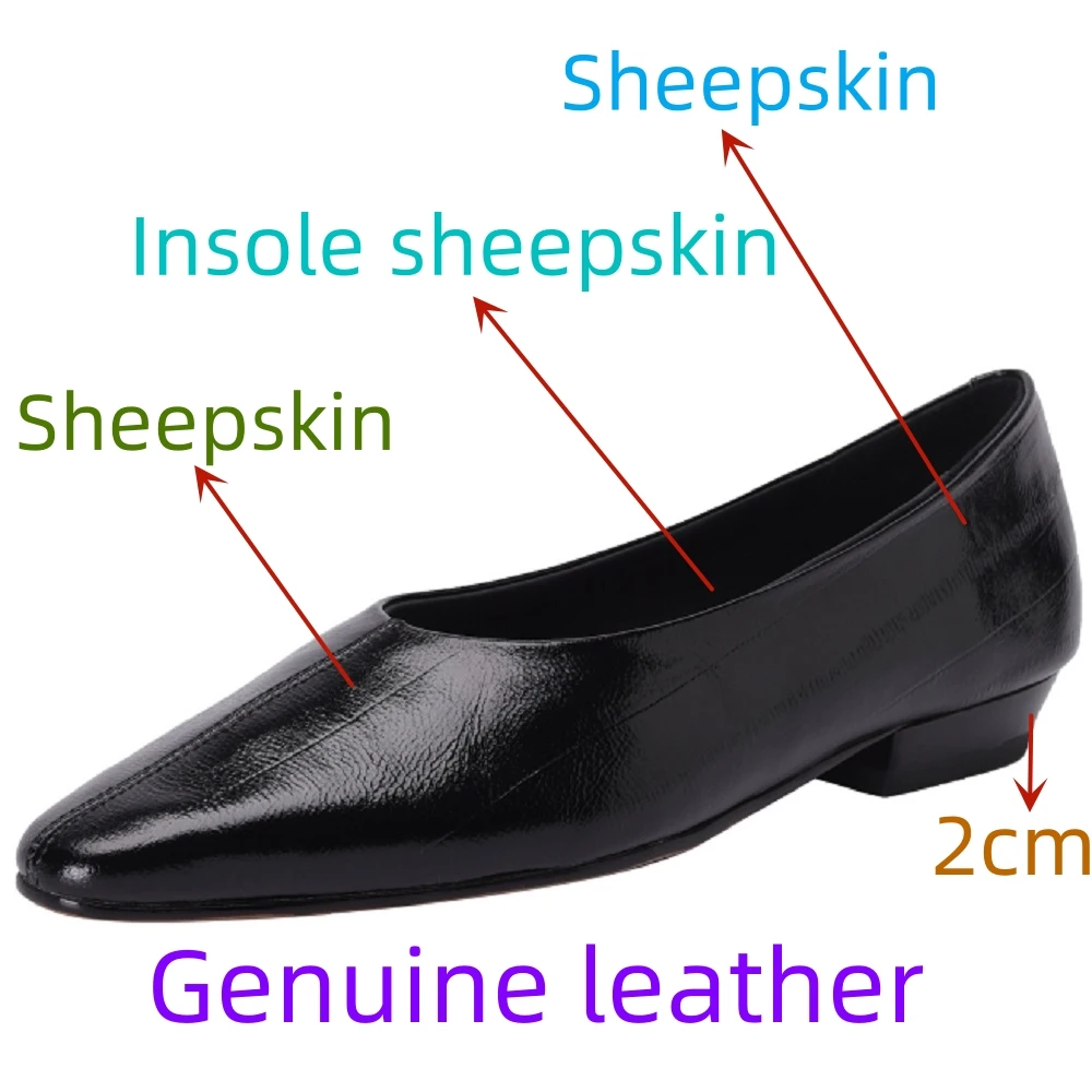 Fashion Genuine Leather mid heels woman elegant Loafer office lady square toe party pumps