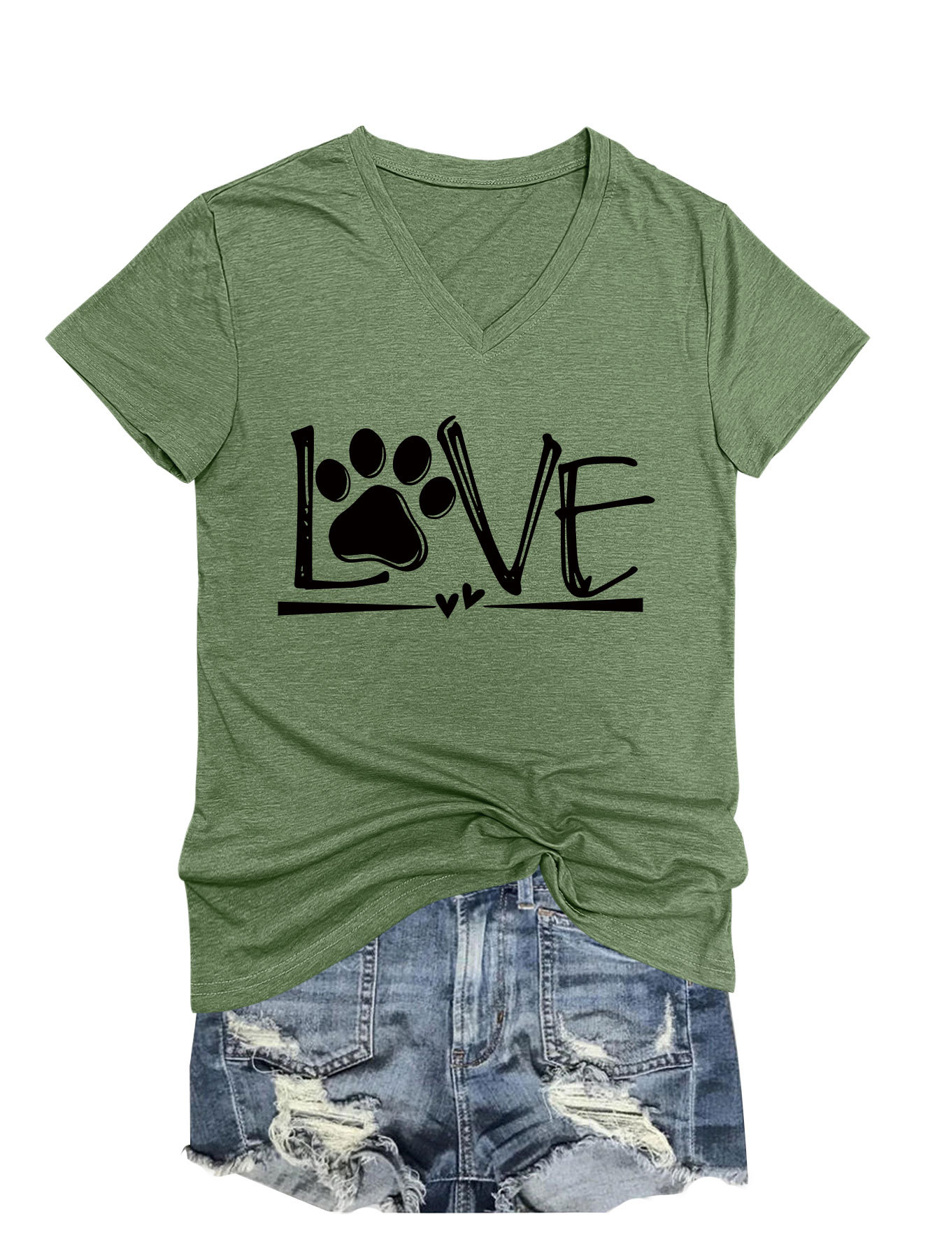 Geometric Print Round Collar Ladies T-Shirt