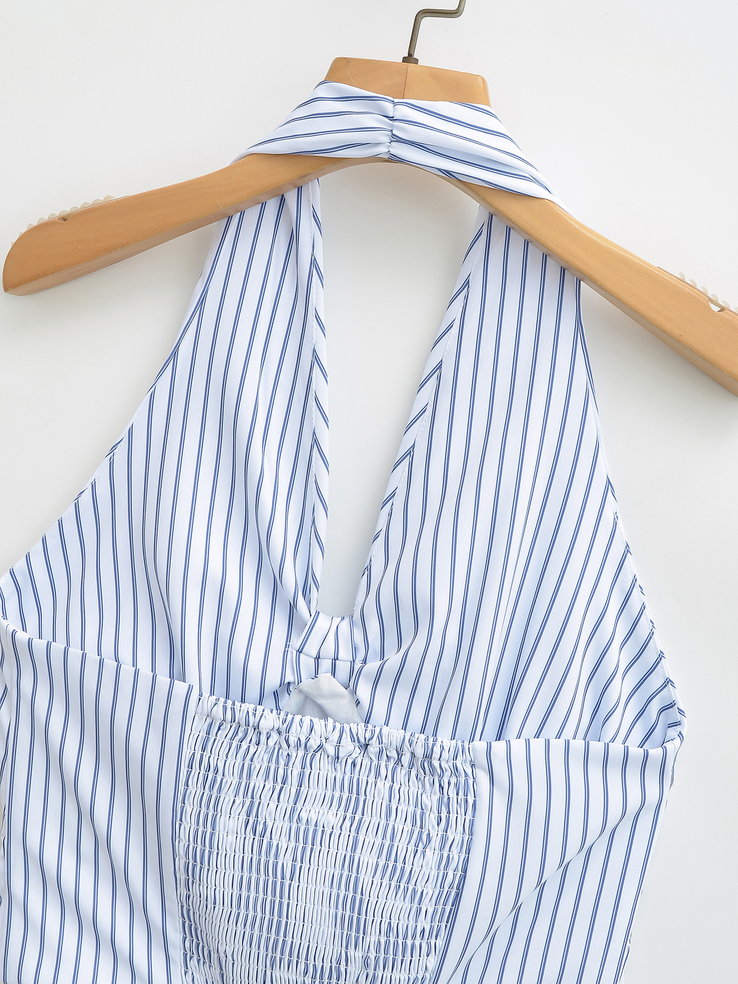 Sleeveless Stripe Cutout Halter Cami Top
