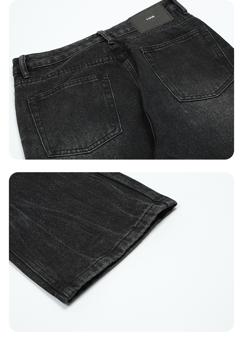 Black and Gray Flared Denim Pants for Men and Women Slim Fit Loose Tapered Washed Dark Casual Long Pants