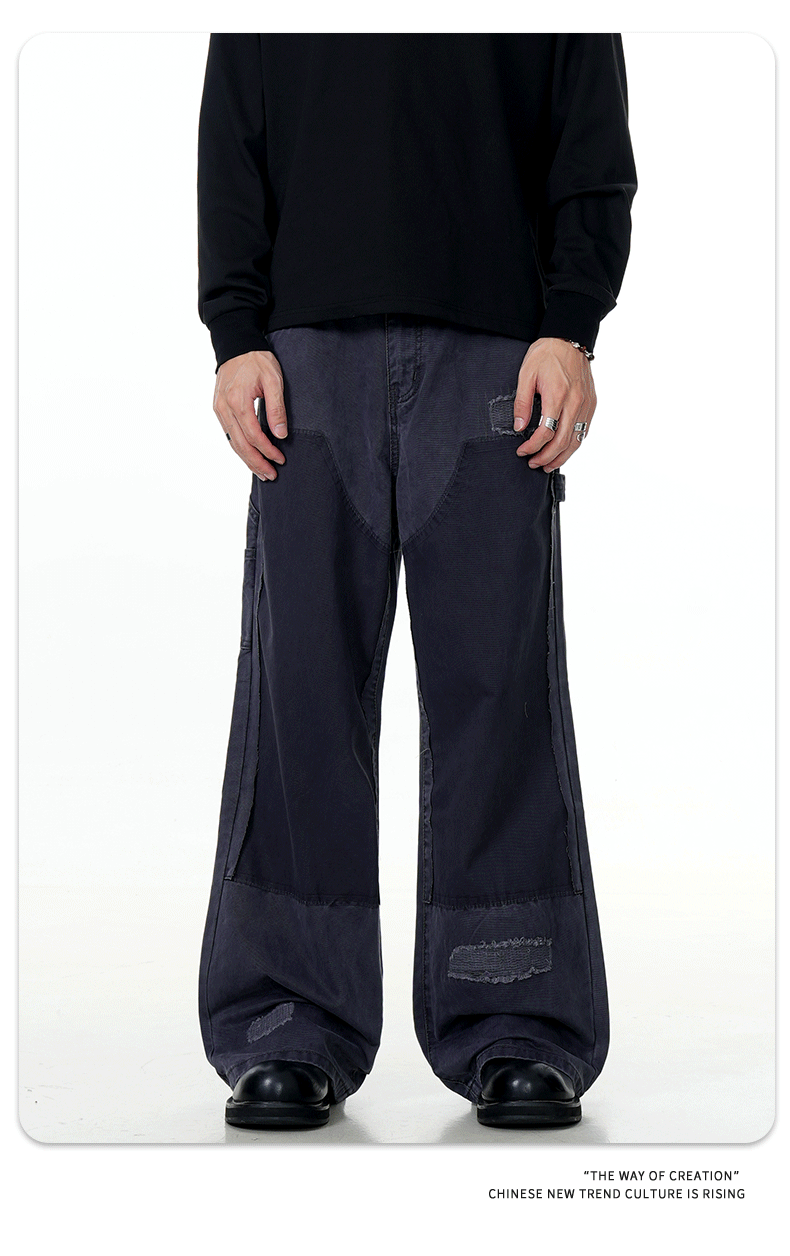 Unisex Cotton Relaxed Bell-Bottom Utility Pants
