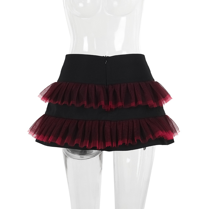 Ladies' Edgy Polyester Color Block Mini Skirt