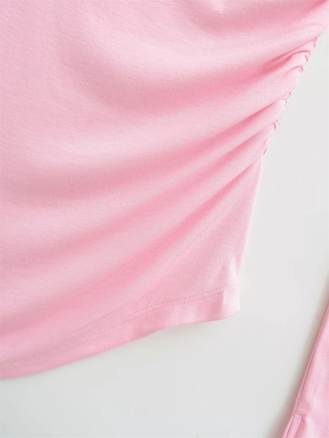 Irregular Collar Slim Removable Strap Full Arm Top