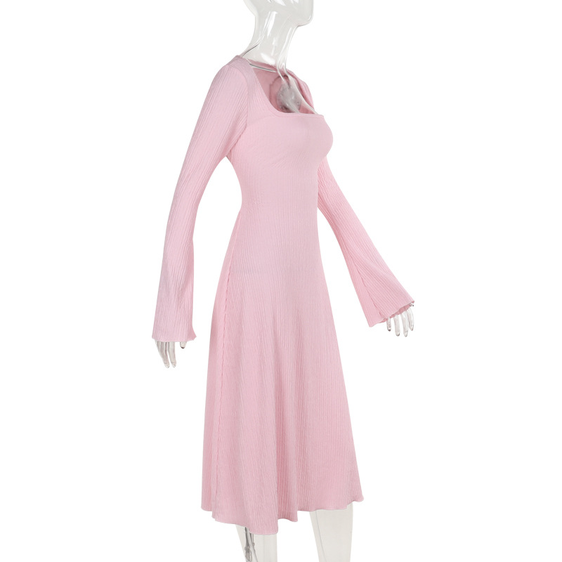 Angular Neck High Waist Full Sleeve Bodycon Skirt