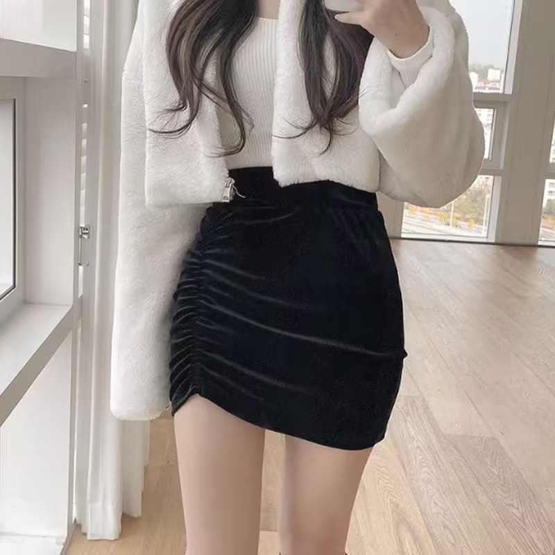 Ladies' Everyday Natural Waist Plain Polyester Mini Skirt