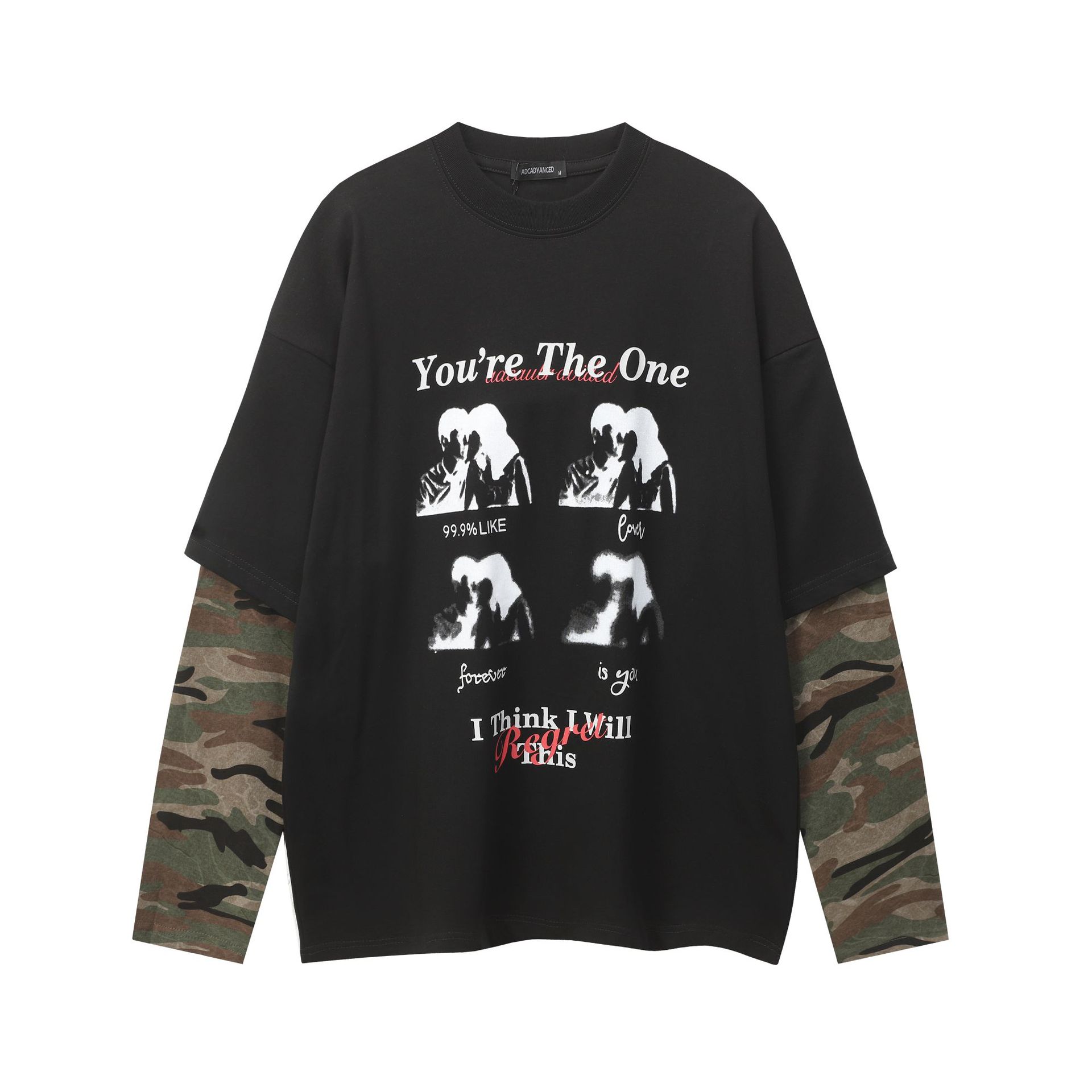 Oversized Vintage Camo Layered Hoodie