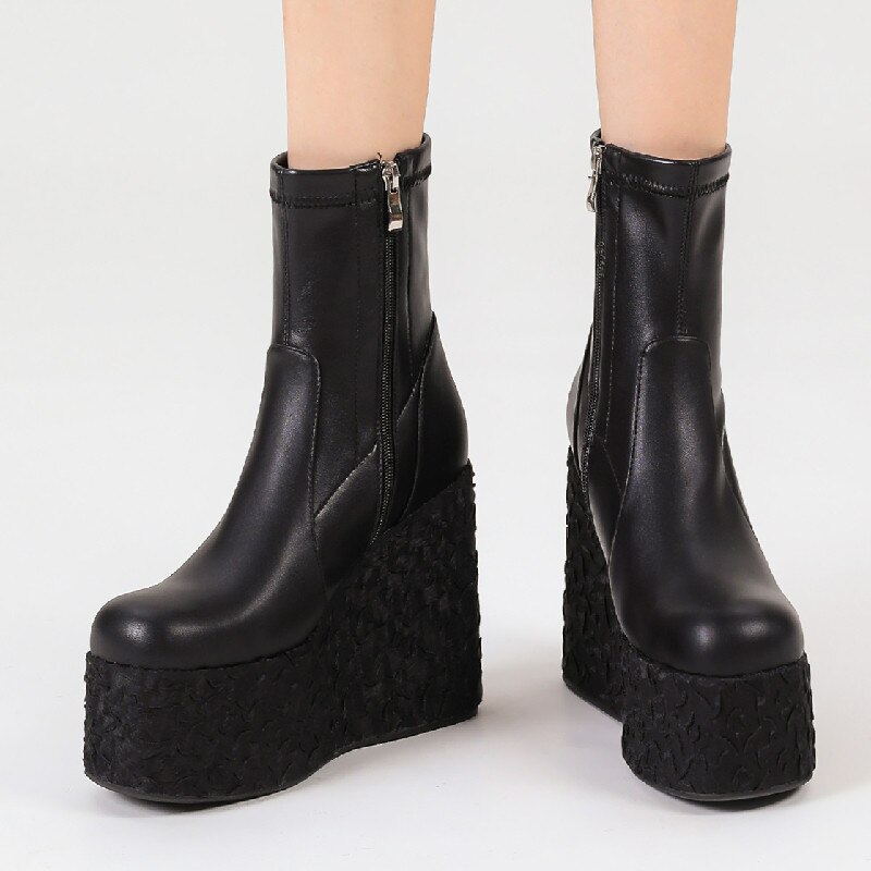 Newest Women Ankle Boots Autumn Winter Fashion Punk Style High Platforms Wedges Heels Shoes Party Night Club