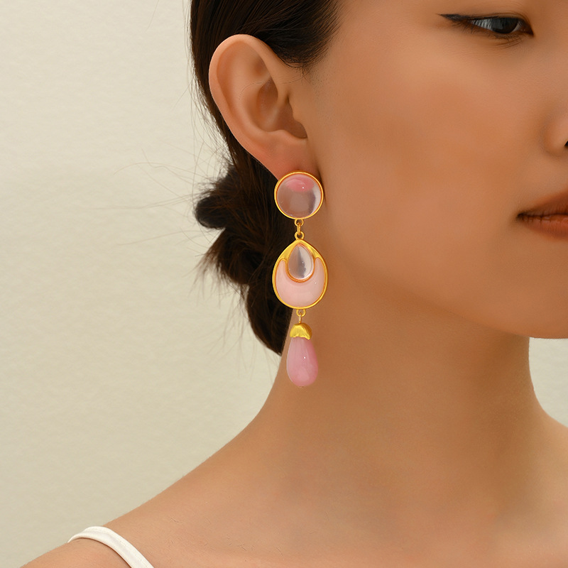 Crystal earrings fashionable alloy drop-shaped earrings