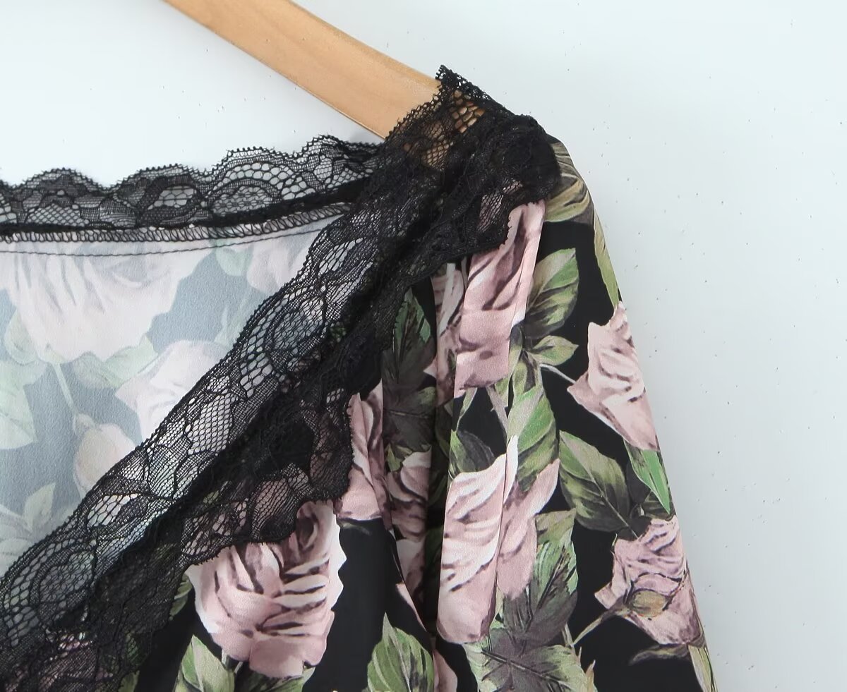 Full Sleeve Plunging Graphic Top
