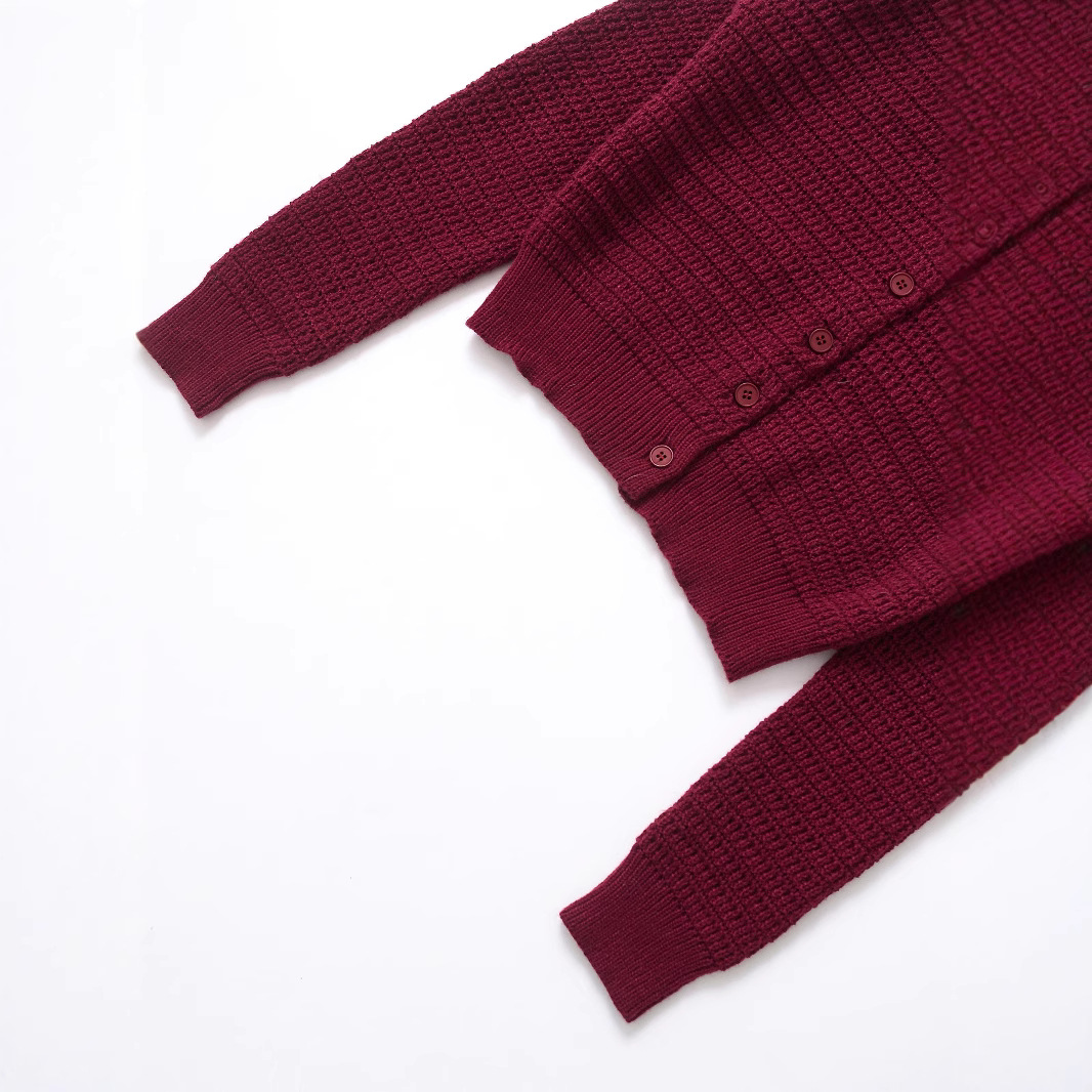 Solid Color Polyester Full Sleeve Button Front Cardigan