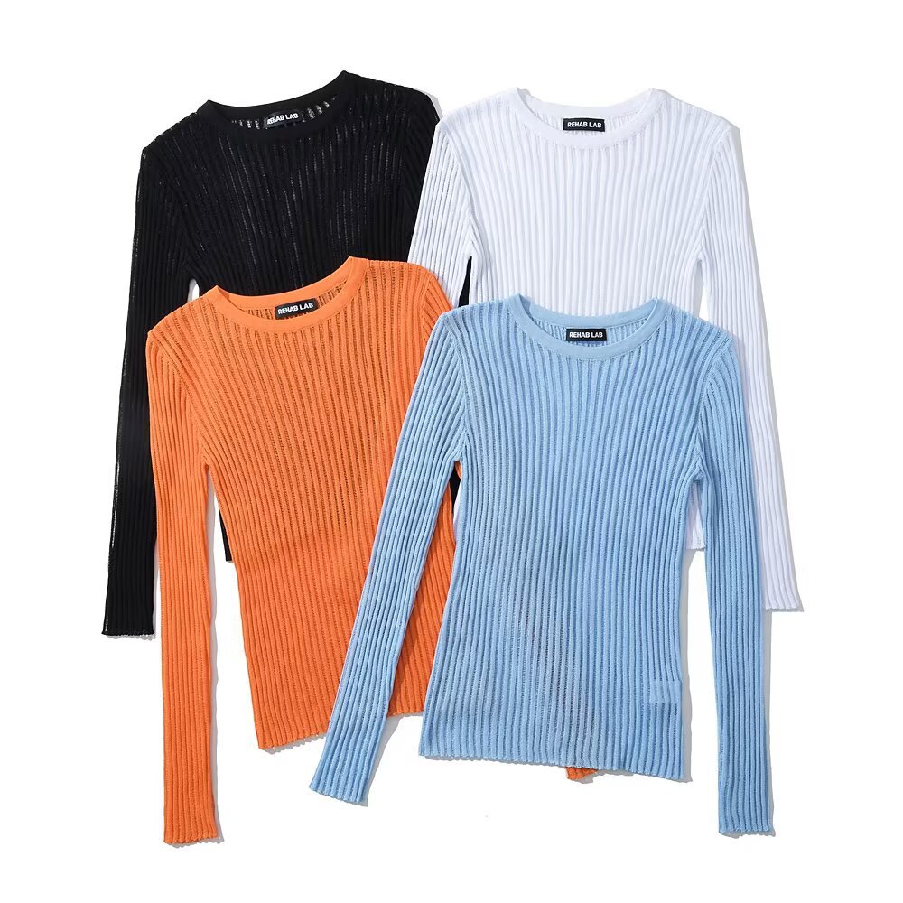 Ladies Solid Sheer Mesh Full Sleeve Pullover