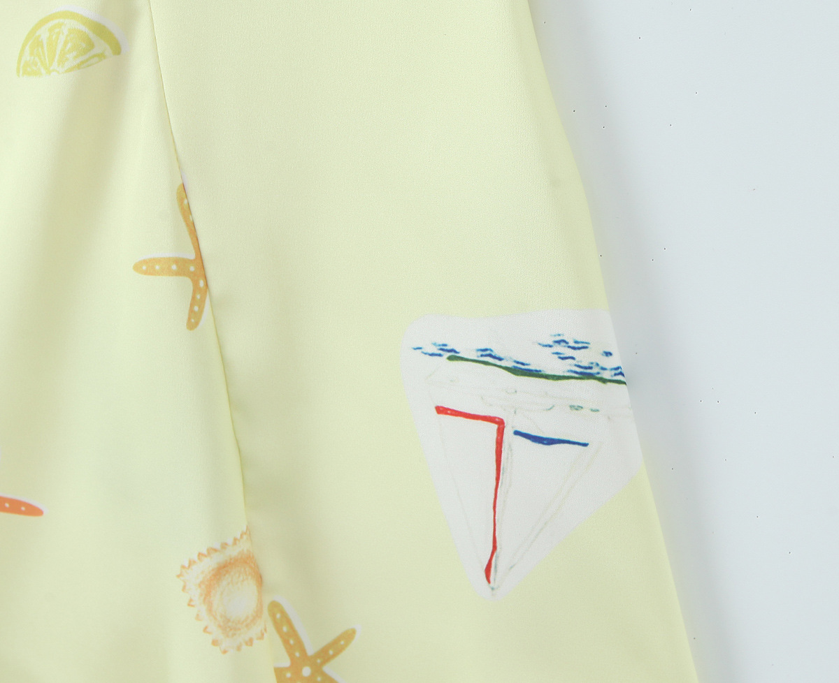 Women's Clothing Yellow Fun Print Three-dimensional Bust Support Mini Dress