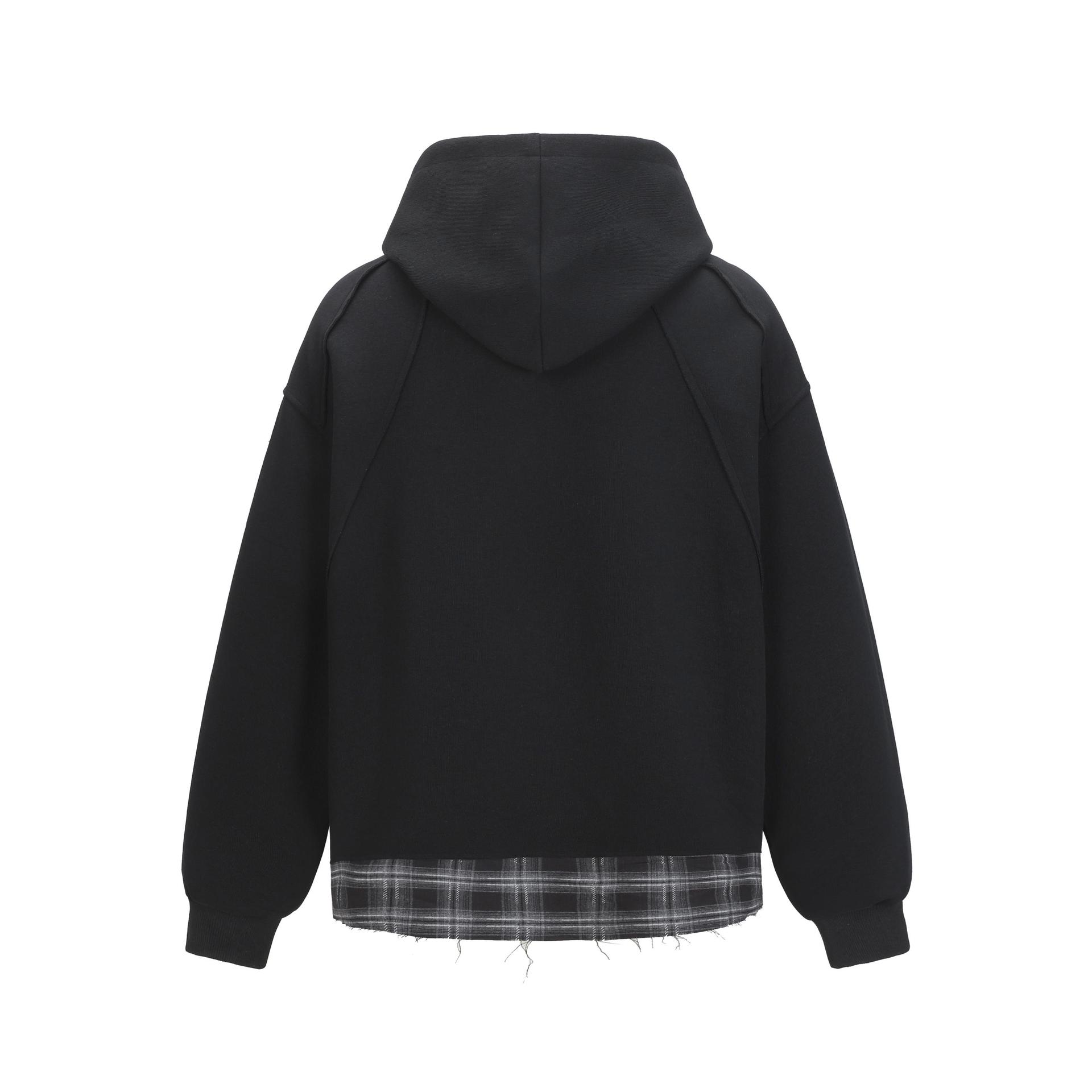 Vintage Asymmetric Checked Layered Hoodie
