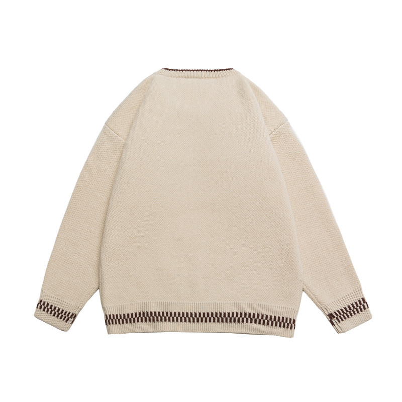 Japanese Workwear Contrast Panel Crew Sweater