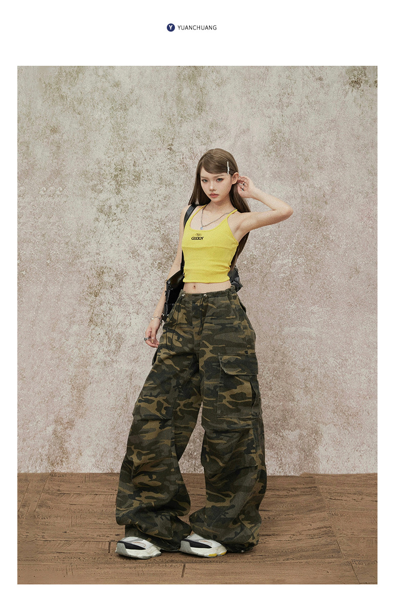 Women's Casual Work Pants Waist Cuffed Loose Slim Wide Leg Pants