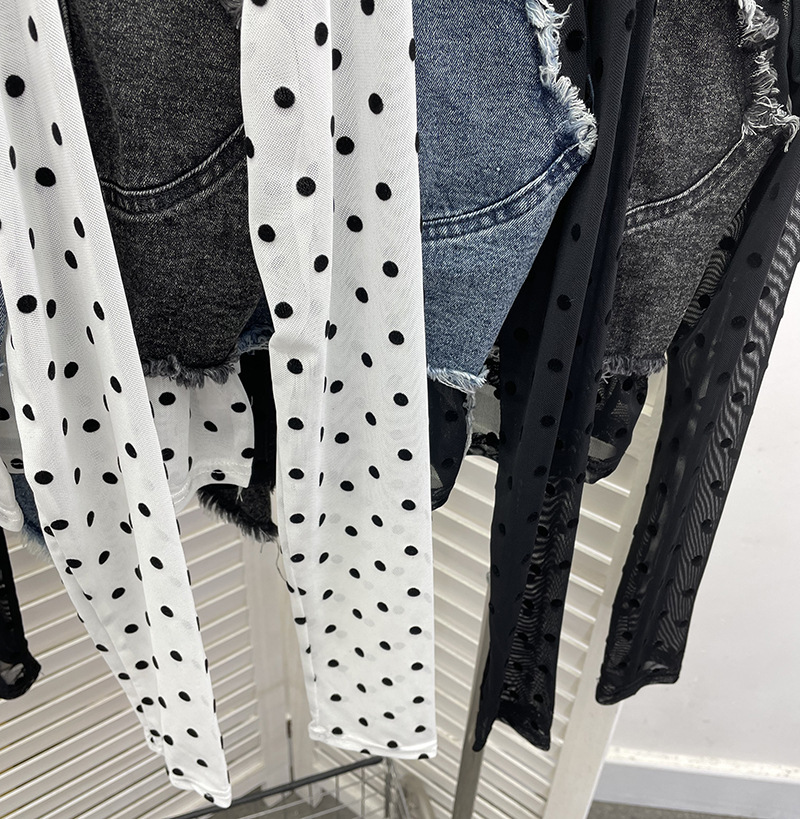 Asymmetric Distressed Jean Tailored Cropped Wrist-Length Tee