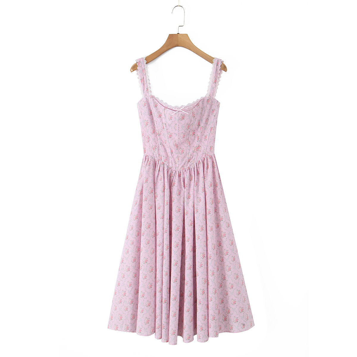 Lace patchwork back strap camisole dress