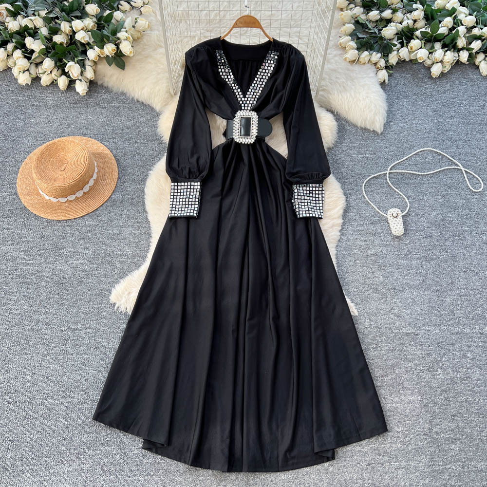 Commuter Cotton 3D Plunge High Waist Midi Dress