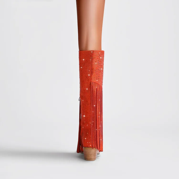 Ladies Rubber Tall Chunky V-Toe Boots