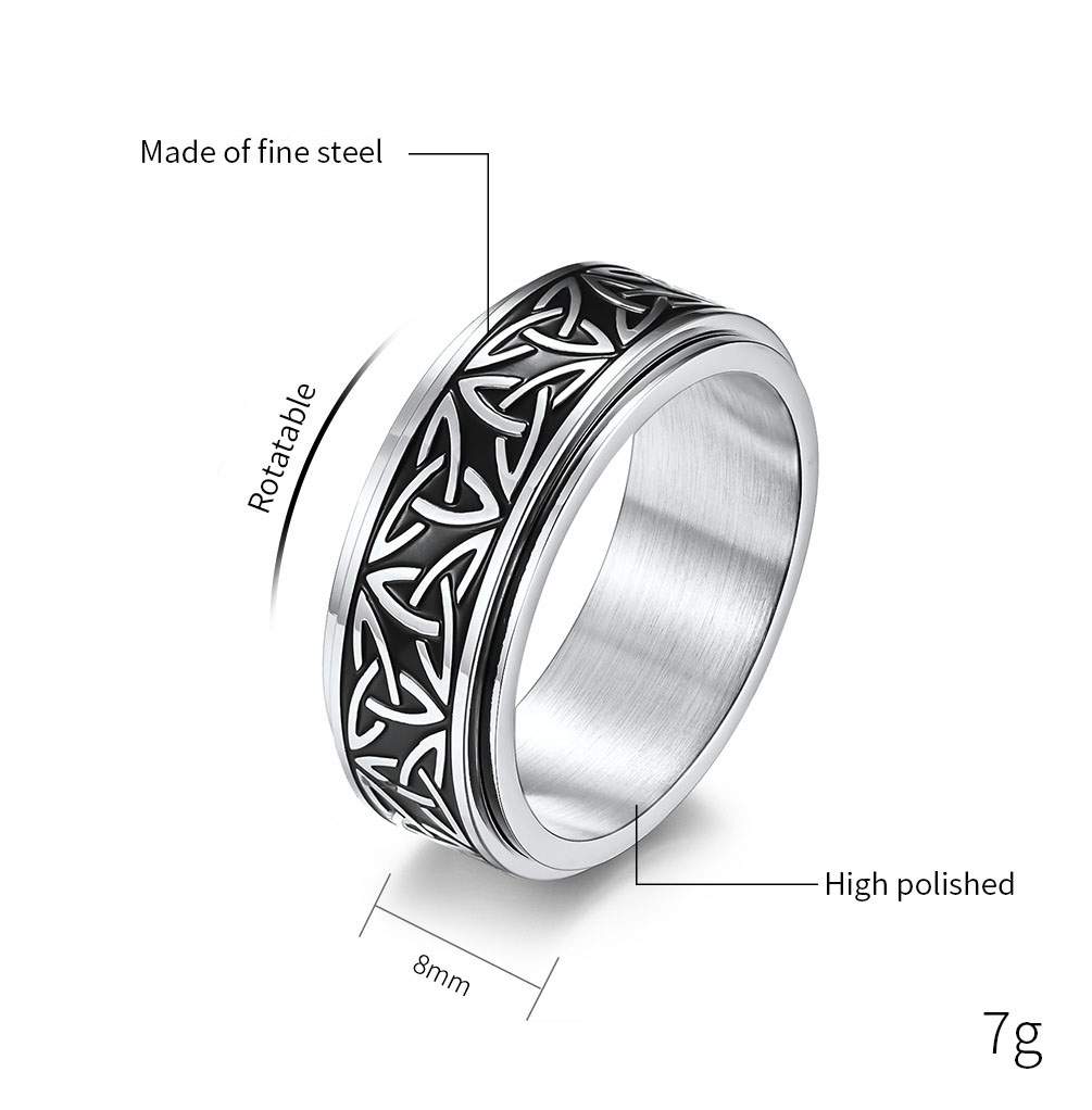 Nordic Norwegian Viking Triangle Rotatable Titanium Steel Ring for Men and Women Decompression Ring Handicraft