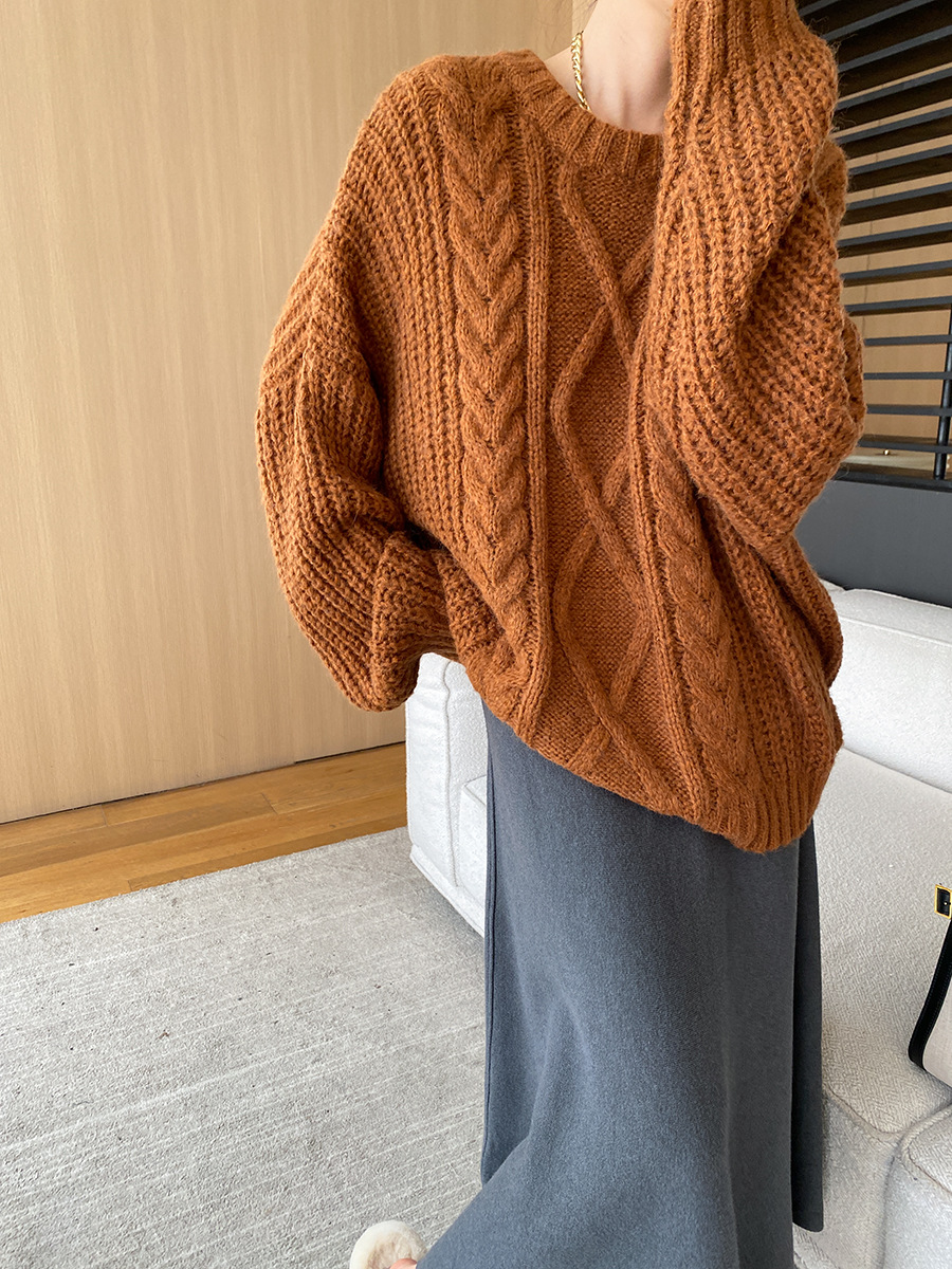 Relaxed Fit Solid Long Sleeve Sweater