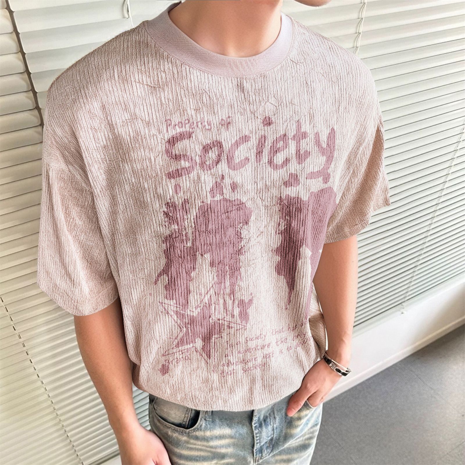 Unisex American Loose Fit Polyester Tee Digital Letters