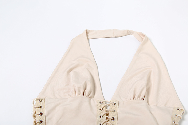 Deep V-belt vest hanging neck slim fit versatile top for women