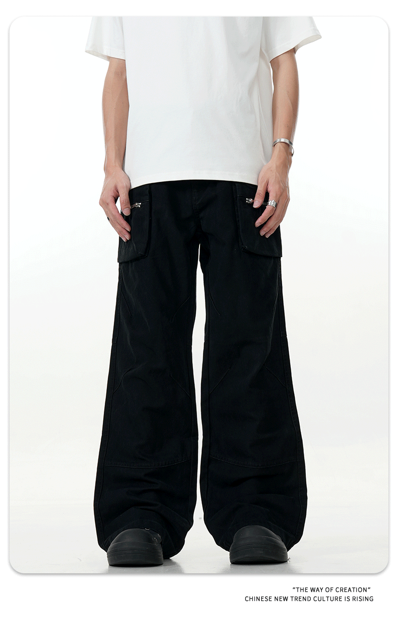 High Street Vibe Slim Fit Vintage Straight Leg Casual Long Pants