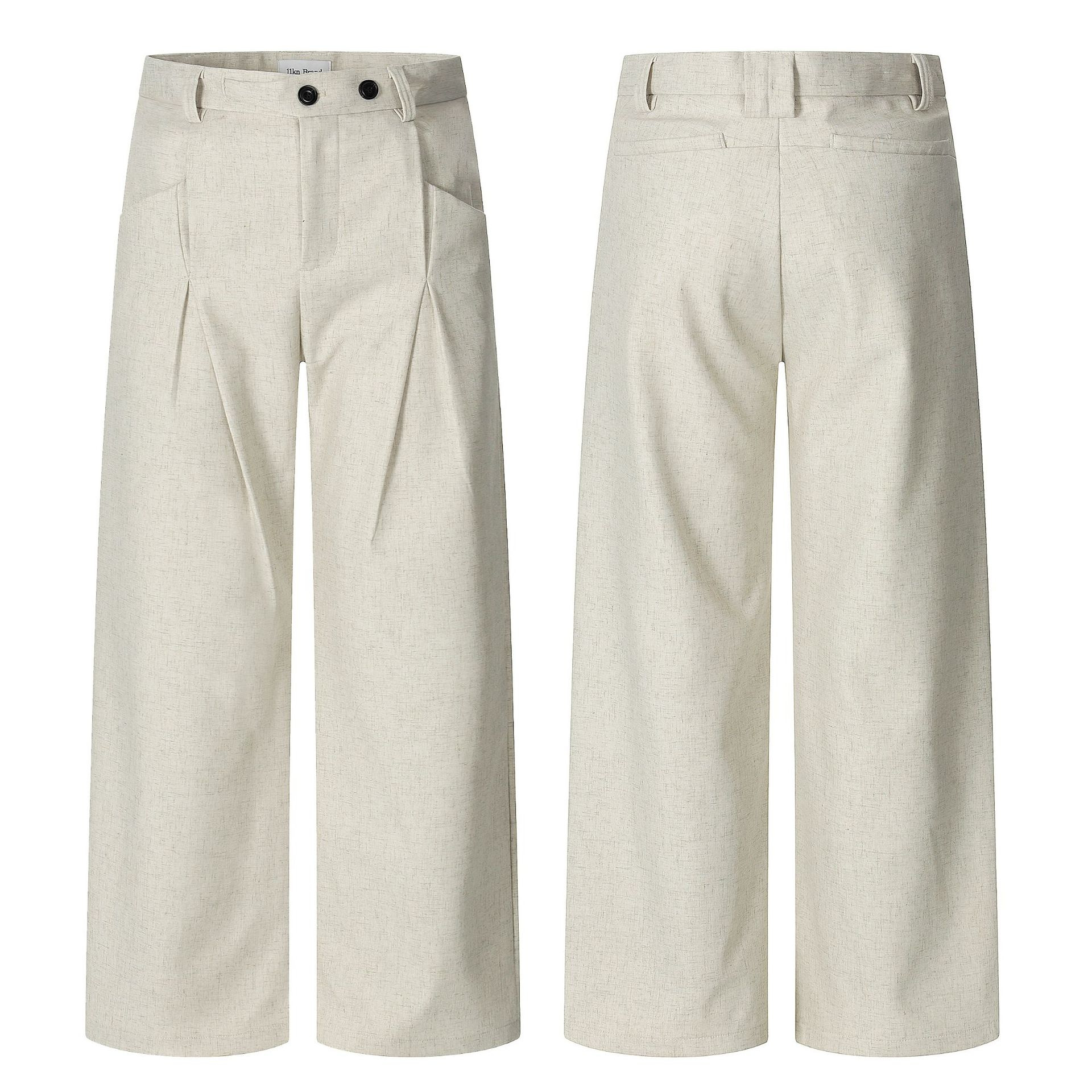 Trousers for Men and Women with Three-Dimensional Wide-Leg Pleated Loose Design Sense A-Line Casual Straight-Leg Pants