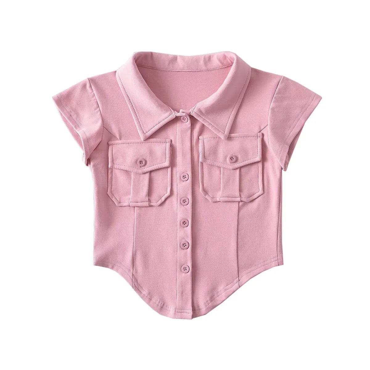 Ladies Half Sleeve Notch Collar Cardigan Tee