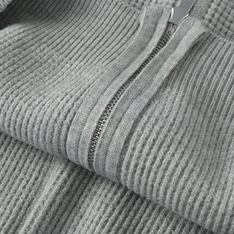 Relaxed Plain Ribbed Hood Wrap Cardigan
