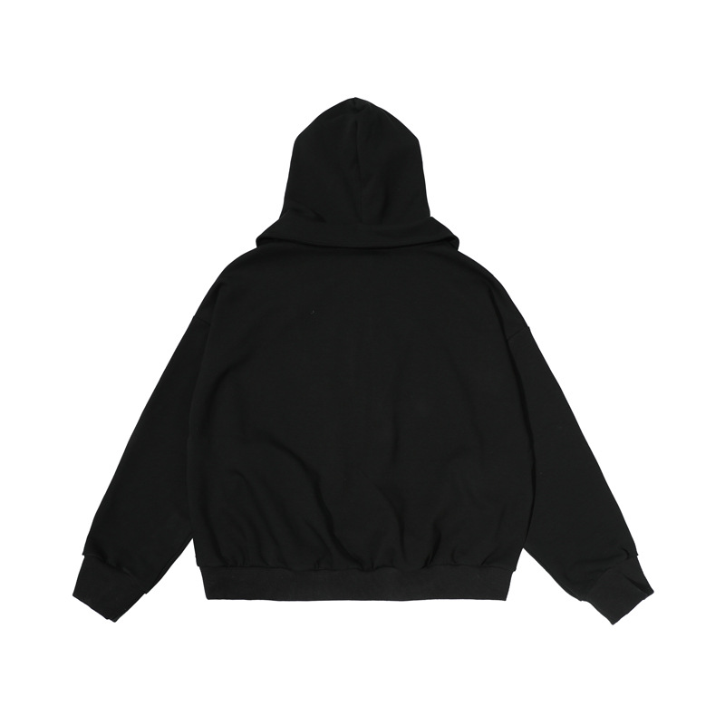Oversized Urban Plain Long Sleeve Hook-and-Loop Collar Hoody