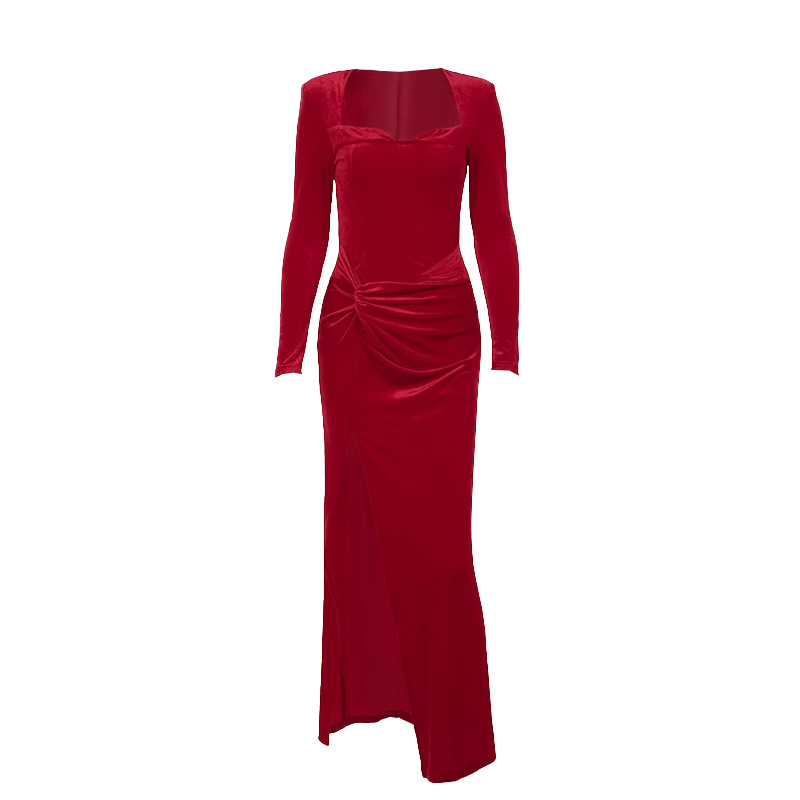Full Sleeve Bodycon Square Neck High Waist Dress