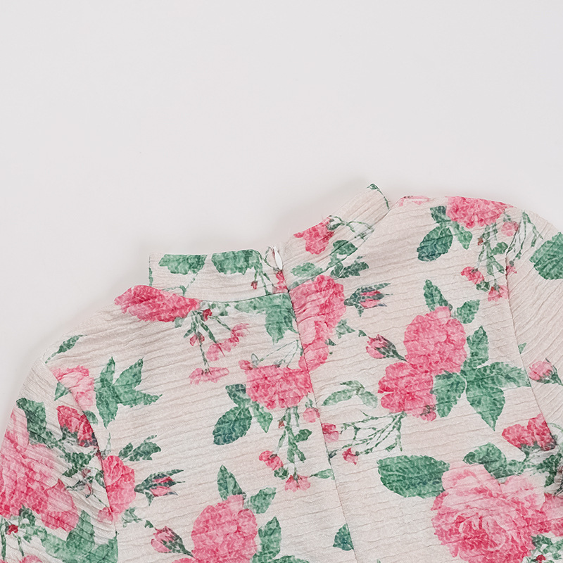 Fitted Maxi Patterned Mock Neck Full-Sleeve Dress