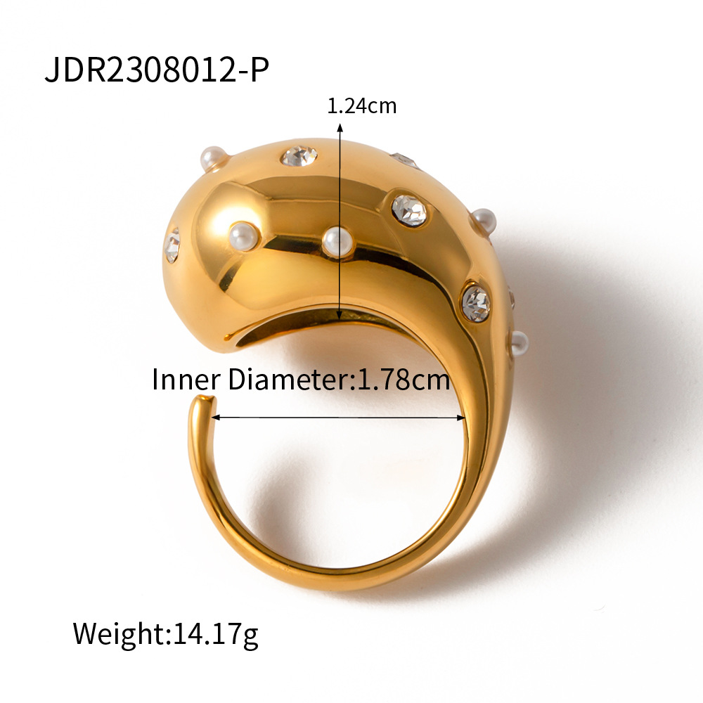 Thick Hollow Brushed Gold-Tone Water-Resistant Ring