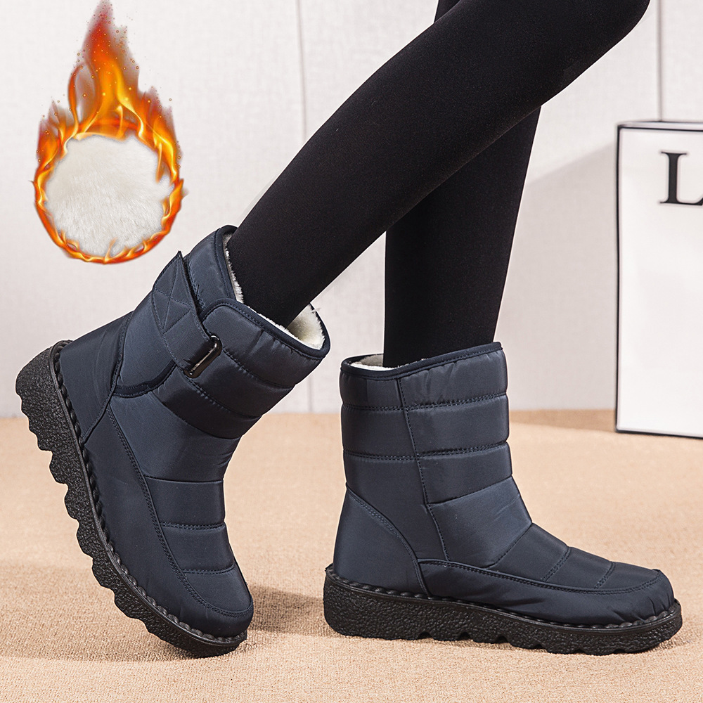 Winter New Snow Boots Women's High Top Waterproof Cotton Shoes Casual Short Tube Plush Plus Large Cotton Boots 43 Amazon