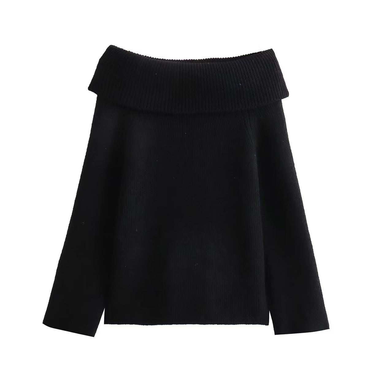 Women's autumn and winter clothing one neck off shoulder sexy slim fit solid color pullover sweater