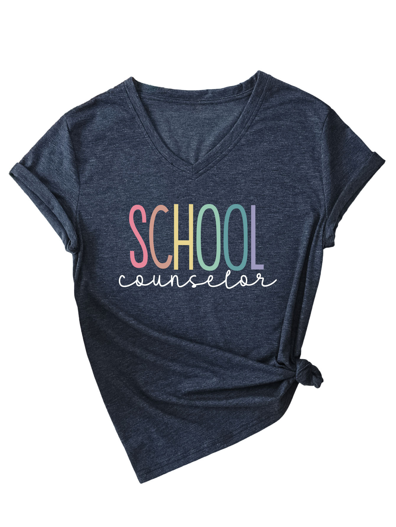 Ladies V-Neck Geometric Print Tee