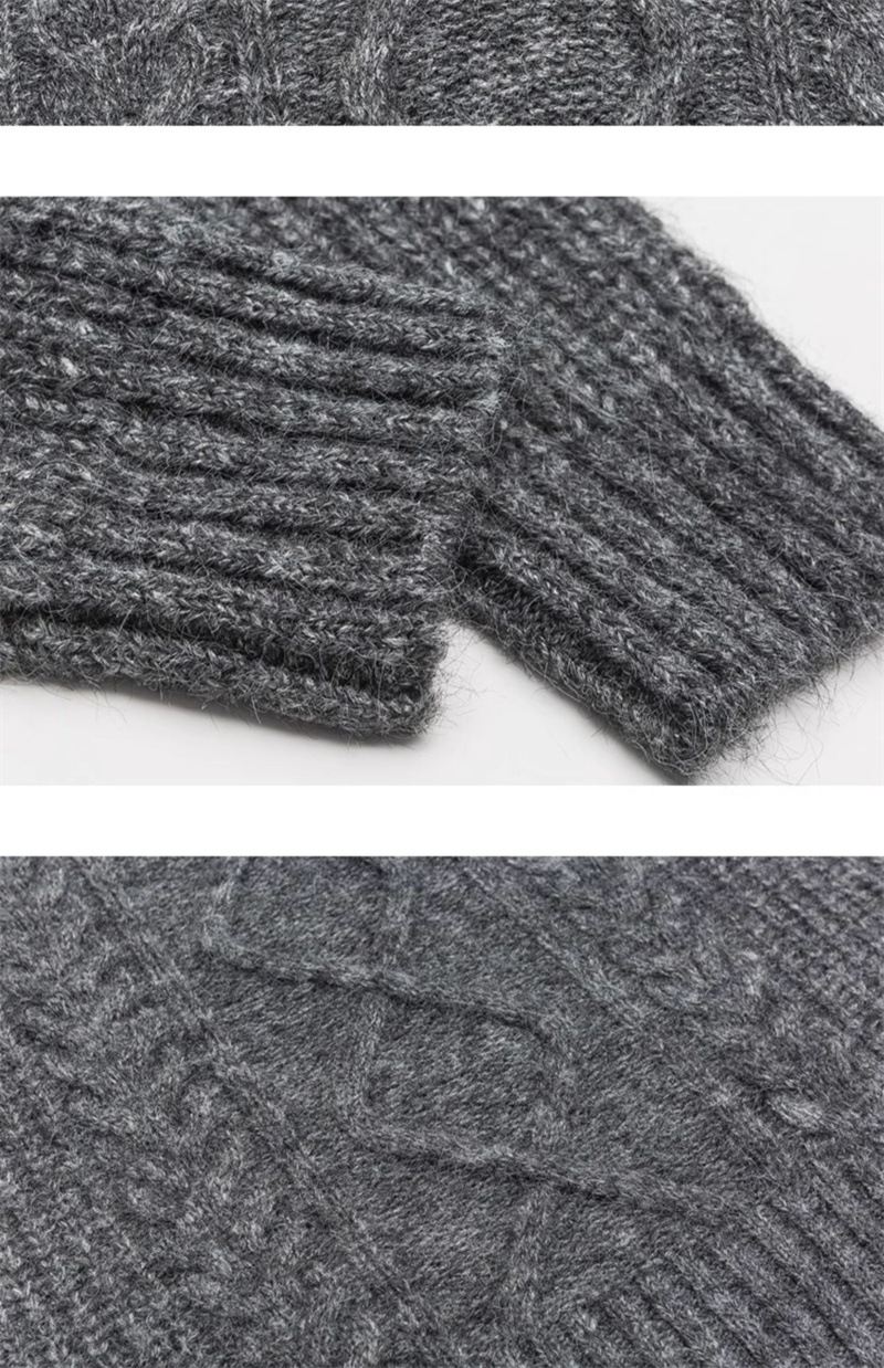Unisex Japanese Workwear Plain Argyle Cable Sweater