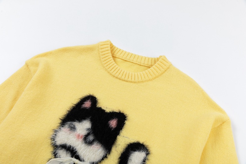 Unisex Japanese Workwear Dog Graphic Oversized Crewneck Sweater