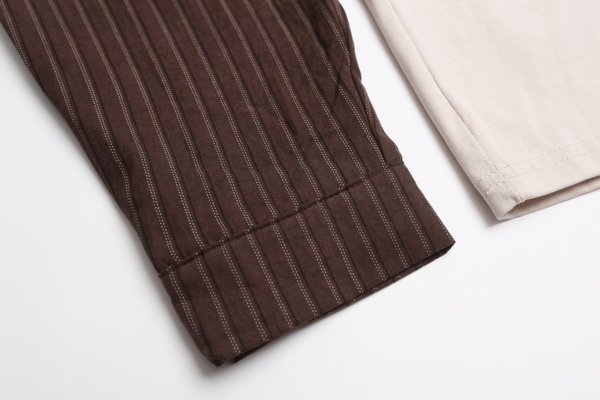 Long Sleeve Contrast Collared Cotton Sweater