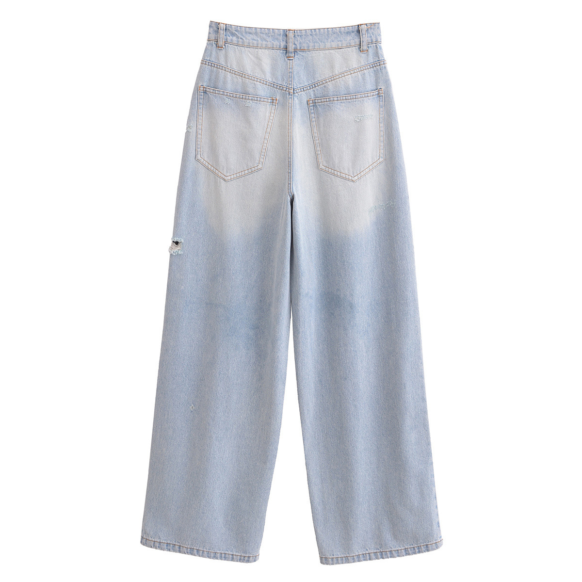 Versatile high waisted ripped loose distressed denim pants for women