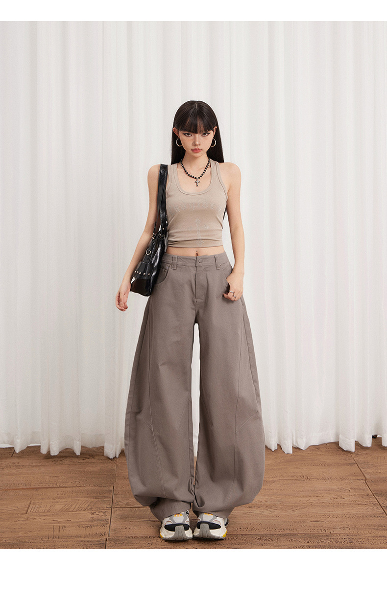 Women's High-Waisted Wide-Leg Jeans Pure Cotton Loose Pants