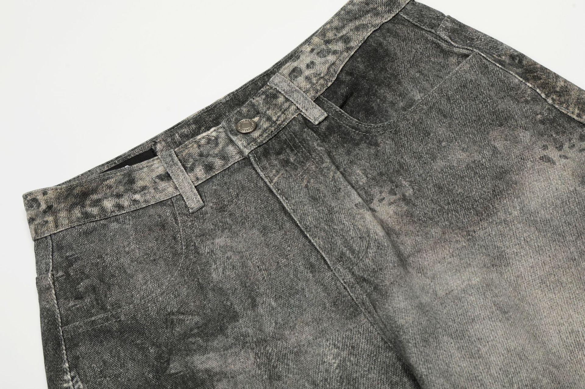Washed Blue Vintage Distressed High-End Design Men's Loose Knife-Shape Jeans