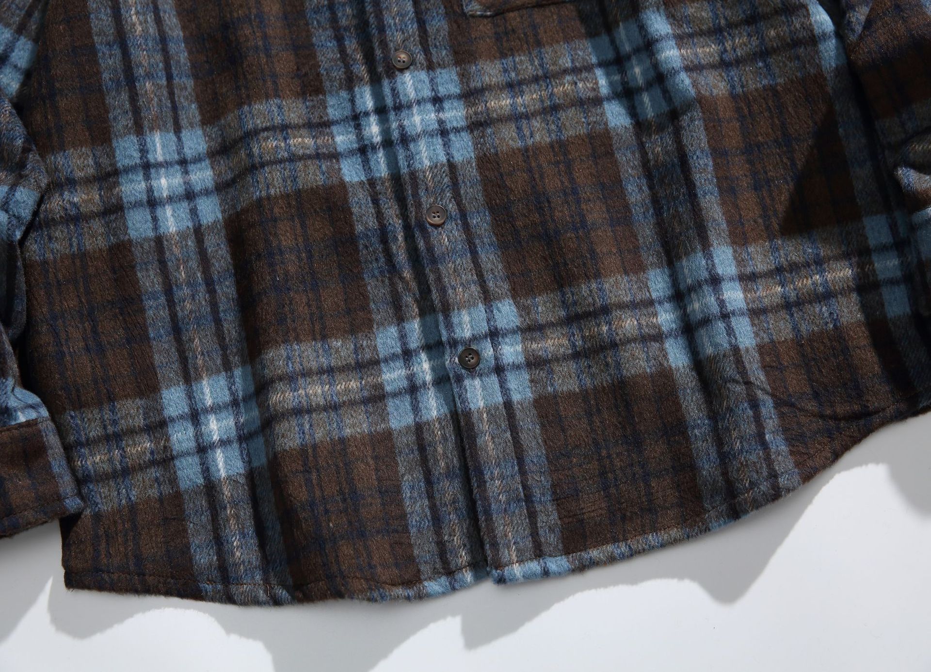 Oversized Two-Tone Checkered Polyester Appliqué Shirt