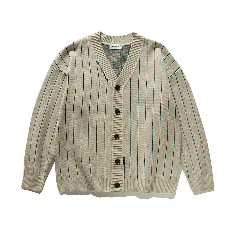 Men Relaxed Intarsia Long Sleeve Cardigan